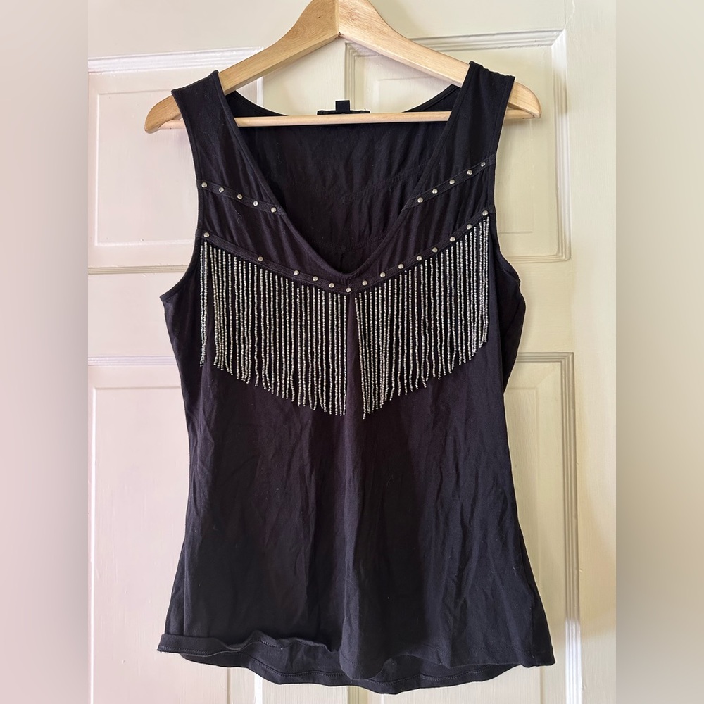 Idyllwind Black Tank Top with Fringe